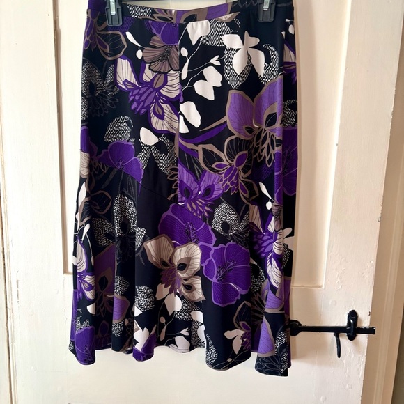 East 5th Purple and Black Floral A-Line Skirt - Picture 2 of 4
